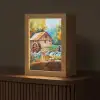 Landschap - Schilderij - Huis - Kunst - Herfst Light Box met kabel (Tafellamp) klein -z3d_website
