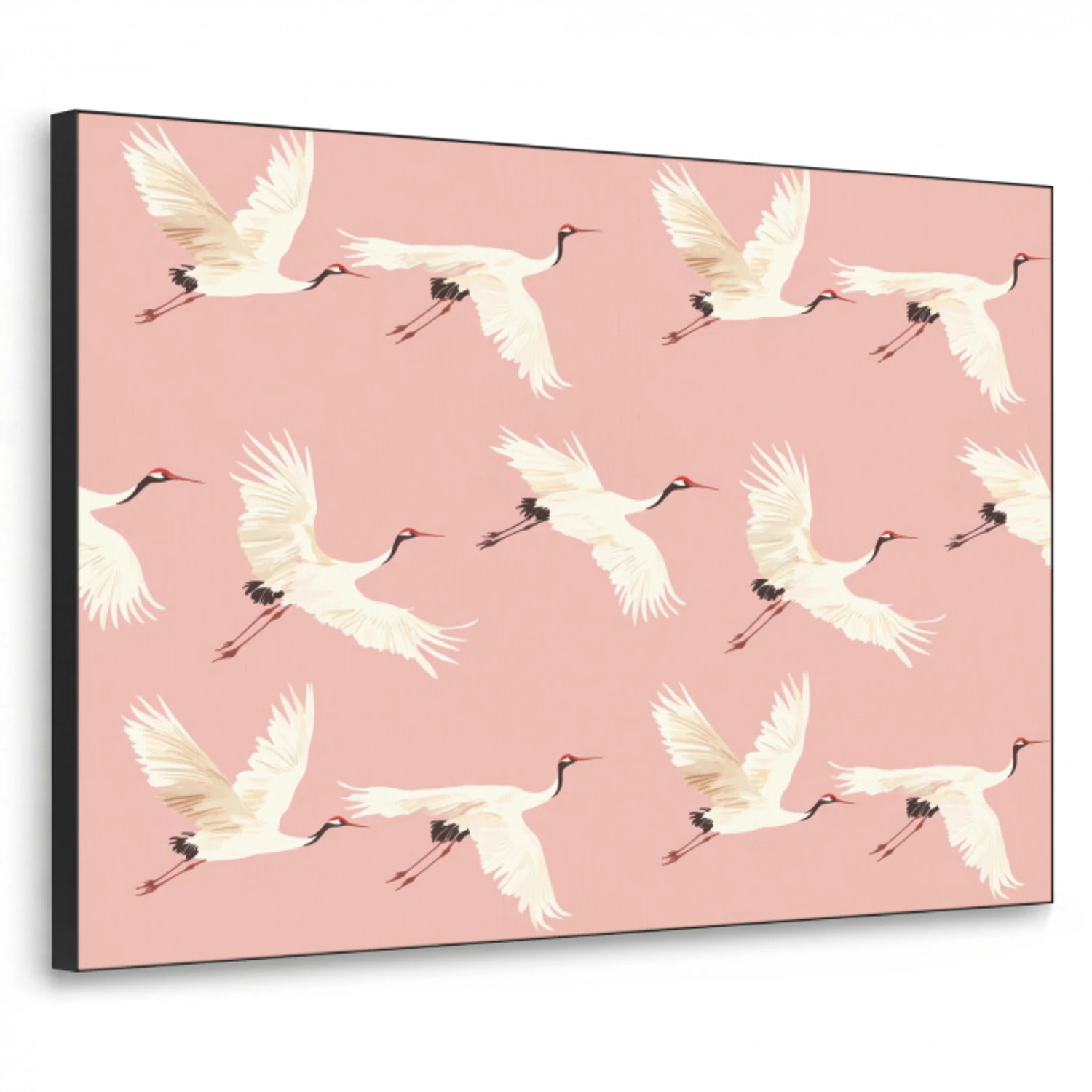 Modern - Kraanvogels - Roze Textielframe zwart klein 947 -3d