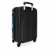 Pantermotief in neonkleuren op blauwe achtergrond NBS - Handbagage koffer - Volwassenen Unisex middel -achterkant