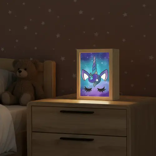 Eenhoorn - Sterrenhemel - Ster - Blauw Light Box met kabel klein -sfeer1_kind