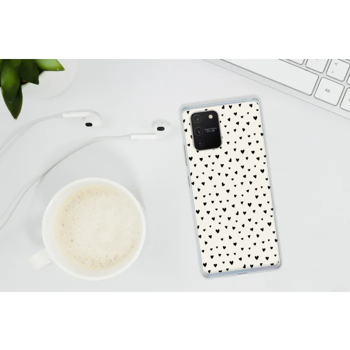 Valentijn - Harten - Zwart - Wit Telefoonhoesje Samsung Galaxy S10 Lite klein 364 -oordopS10Lite