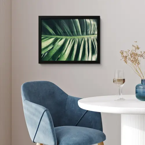 Inductie beschermer - Bananenblad - Tropisch - Jungle - Bladeren fotolijst zwart zonder passe partout klein -sfeer4