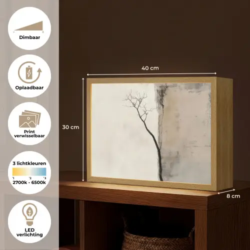 Wabi sabi - Plant - Beige Light Box met batterij (Wandlamp) middel -USP_websiteoverzichtNL