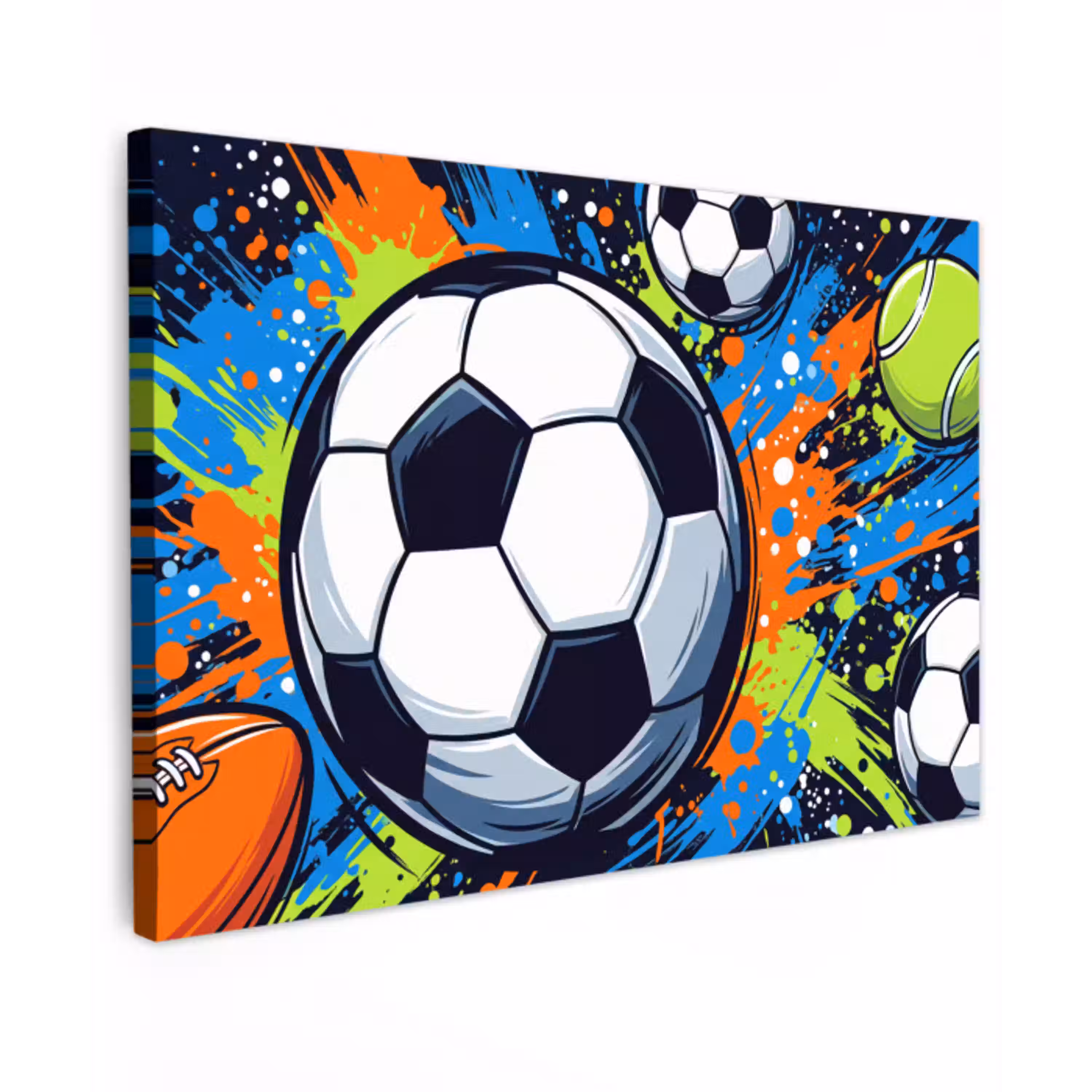 Sport - Ballen - Kleurrijk Tuinposter op houten frame 2 cm dik klein -3d