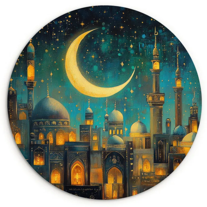 Islamitisch - Moskee - Ramadan - Islam Wandcirkel kunststof plaat 5mm dik klein -3d