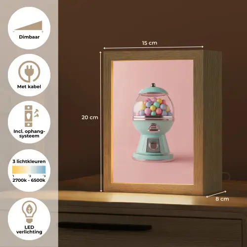 Kauwgom - Retro - Snoep - Roze Light Box met kabel (Tafellamp) klein -USP_NL