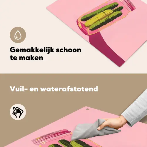 Augurken - Pot - Schaduw - Roze Inductie beschemer met haakjes klein -ky-schoon-nl