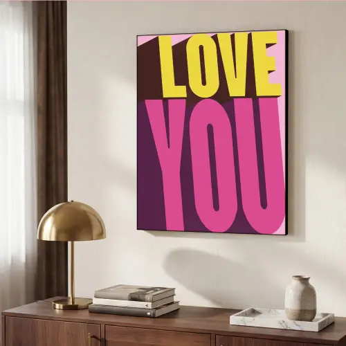 Love - Tekst - Roze - Valentijn Textielframe zwart klein -sfeer3
