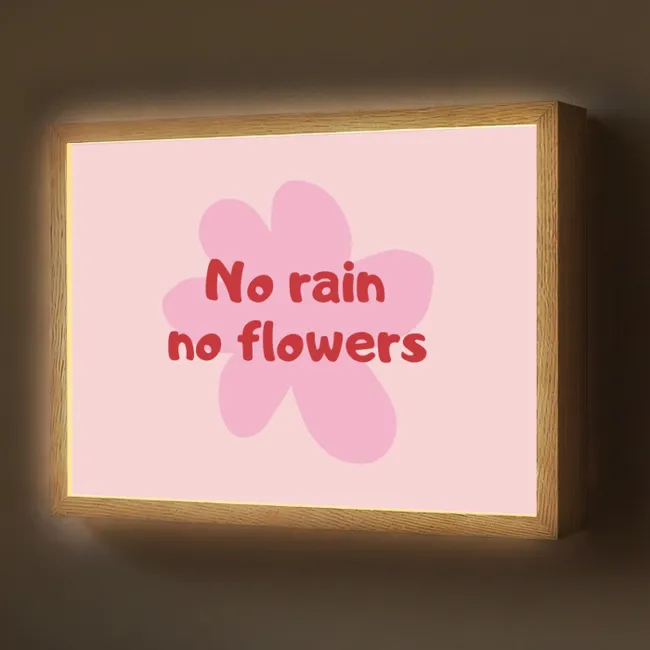 Lightbox - Wandlamp - No rain no flowers - Bloem - Roze