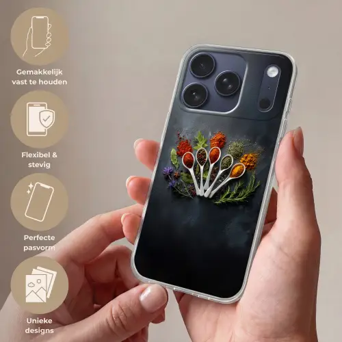 Lepels - Wit - Poeder - Kruiden Telefoonhoesje iPhone 17 Pro klein -sfeer3_NL