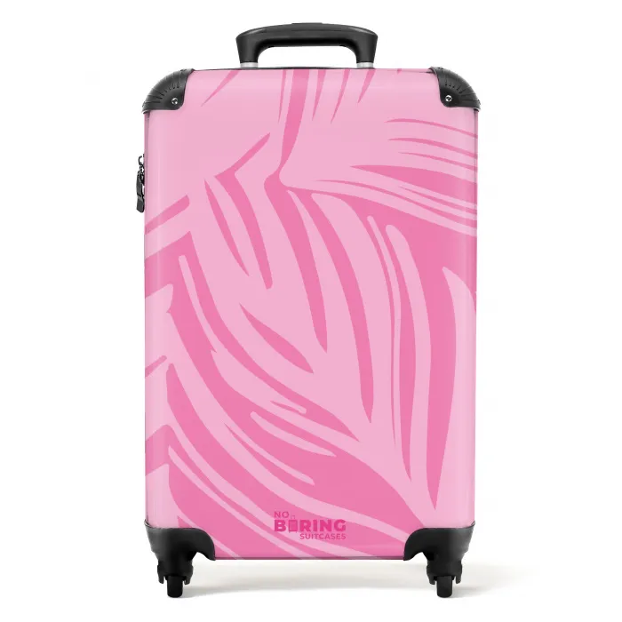Grote bladeren in verschillende tinten roze NBS - Handbagage koffer - Kinderen Unisex middel -productfoto_recht
