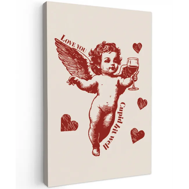 Cupido - Hartjes - Rood - Klassiek Tuinposter op houten frame 2 cm dik klein -3d