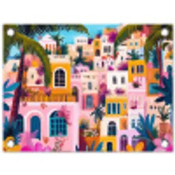 Kleurrijk - Roze - Oranje - Geel - Bloemen tuinposter los doek klein -3d