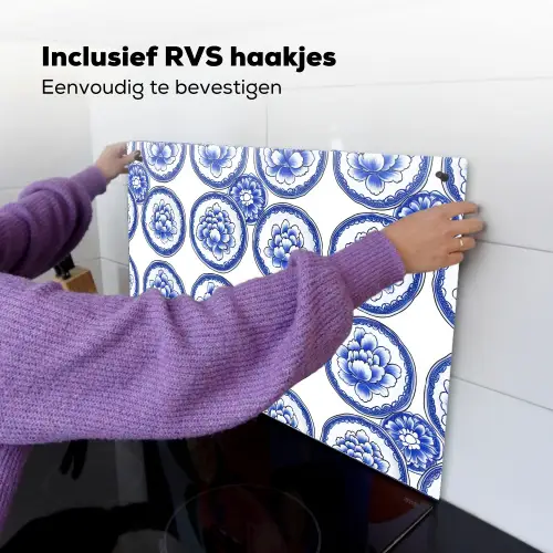 Cirkels - Bloemen - Blauw Inductie beschemer met haakjes klein 777 -ky-ophangen-nl
