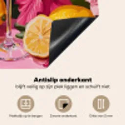 Drink - Bloemen - Yellow Inductie beschermer vinyl 3mm middel -sfeer4