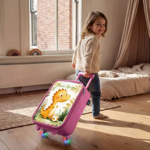 Dino - Voetbal - Oranje Kinderkoffer - Roze klein -sfeer1