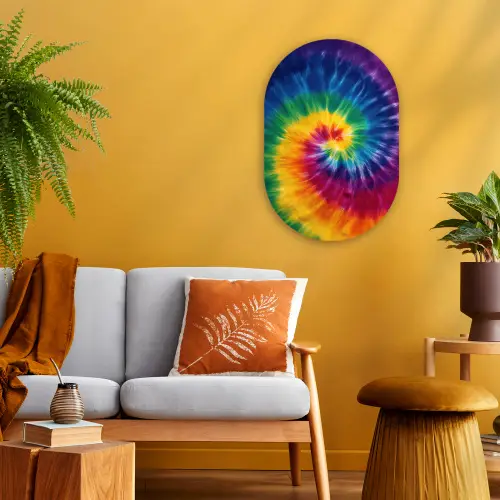 Regenboogkleuren - Spiraal - Kleurrijk Wandcirkel Ovaal Forex klein -sfeer4