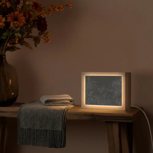 Beton - Patroon - Zwart Light Box met kabel (Tafellamp) klein -sfeer4