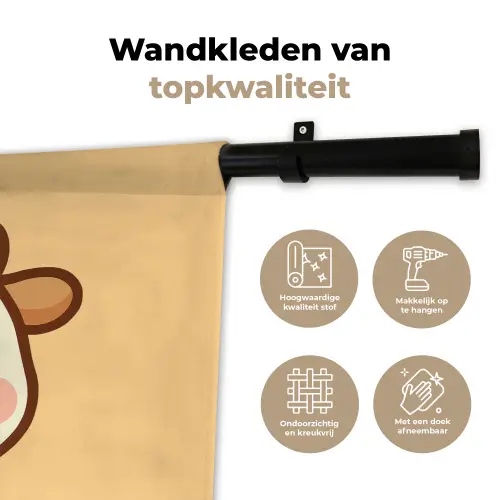 Koe - Oranje - Cartoon Wandkleed katoen klein -sfeer2