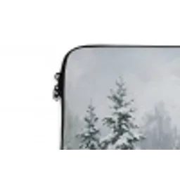 Bospad - Dennen - Sneeuw - Winter - Rustgevend laptophoes neopreen klein -detail