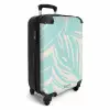 Grote bladeren in lichtblauw met beige NBS - Handbagage koffer - Unisex middel -productfoto_3d