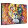 Leeuw - Olieverf - Kunst - Dieren Textielframe - compleet frame klein -3d