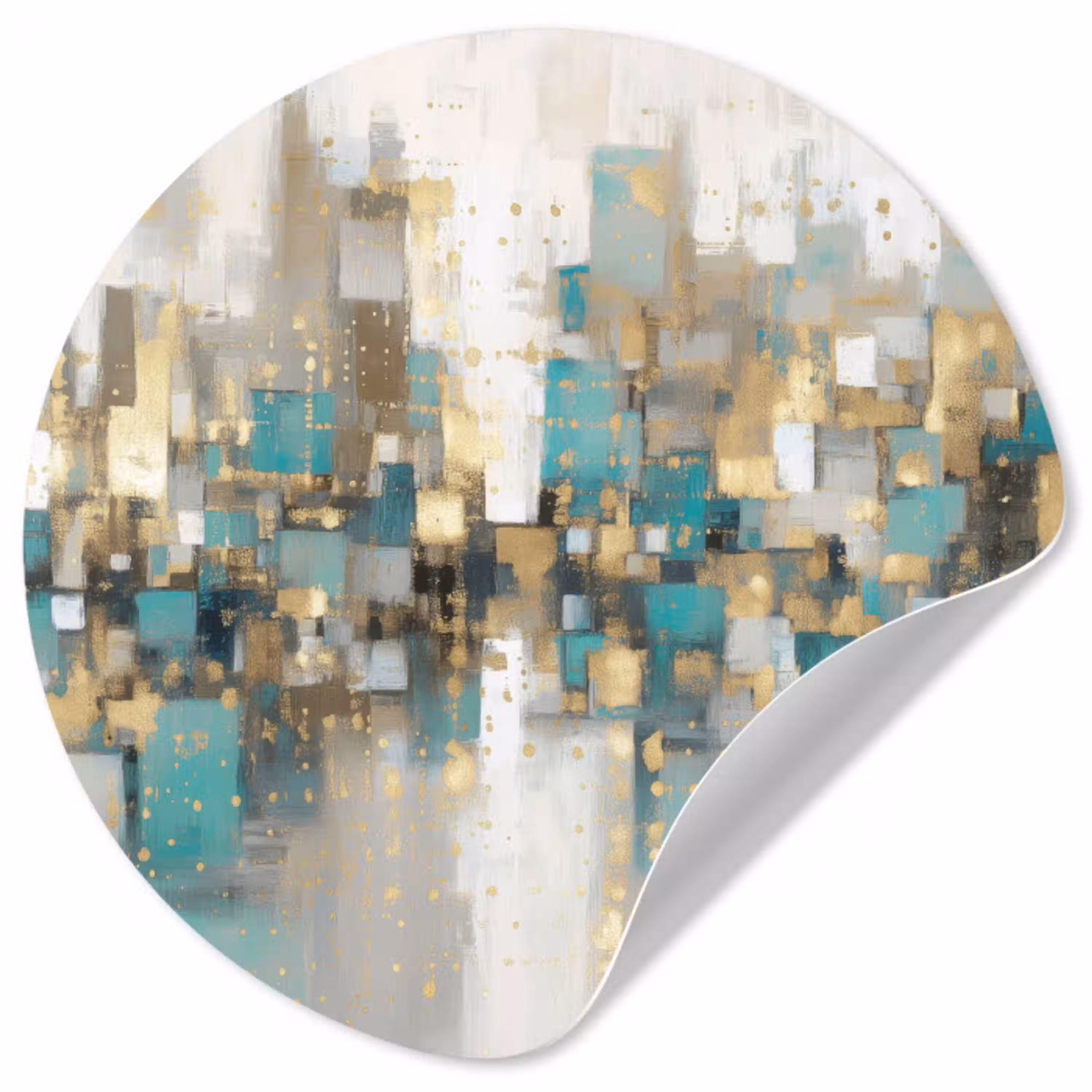Abstract - Blokken - Goud - Skyline Wandcirkel behangsticker klein -3d