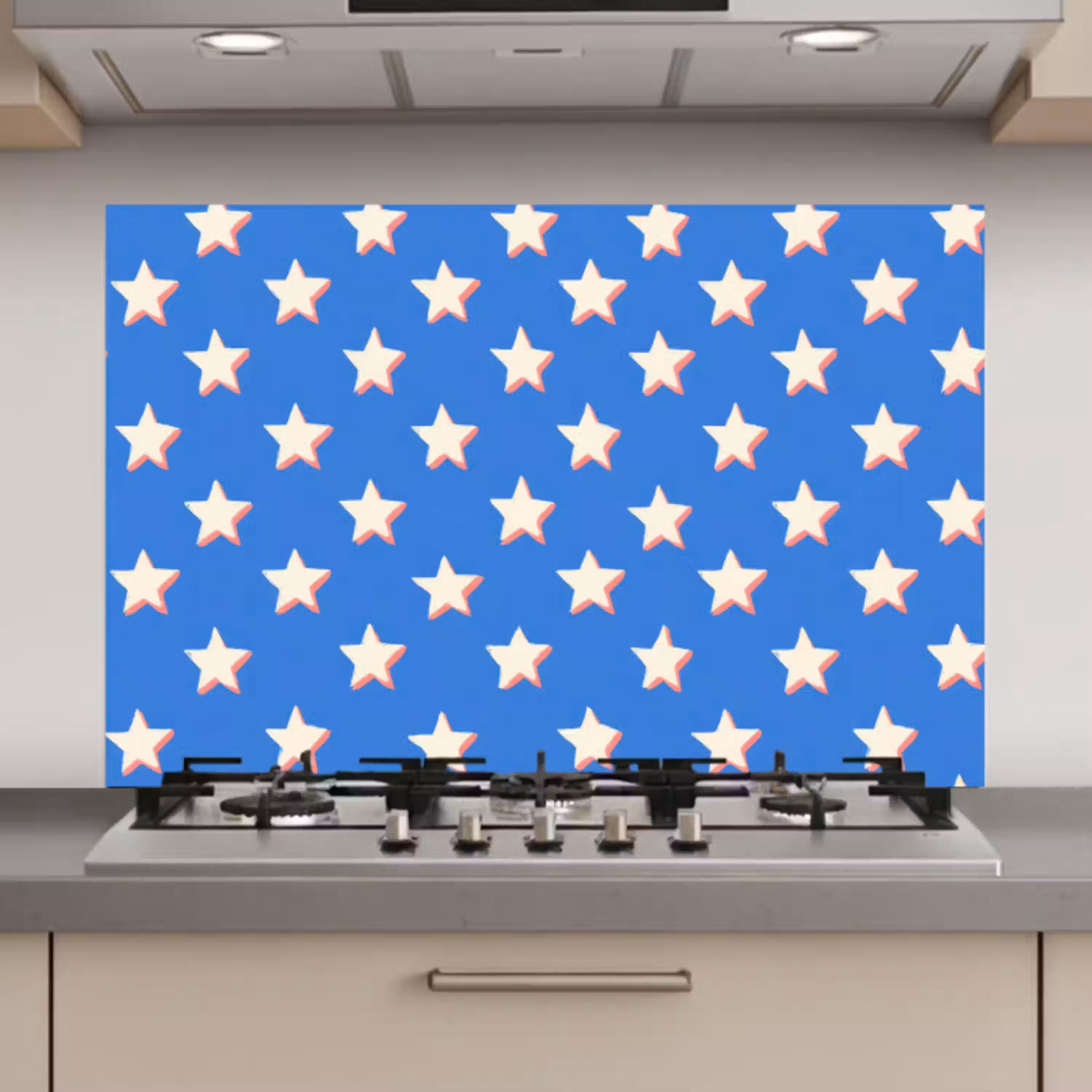 Sterren - Patroon - Blauw keuken achterwand spatscherm klein 900 -3d_website