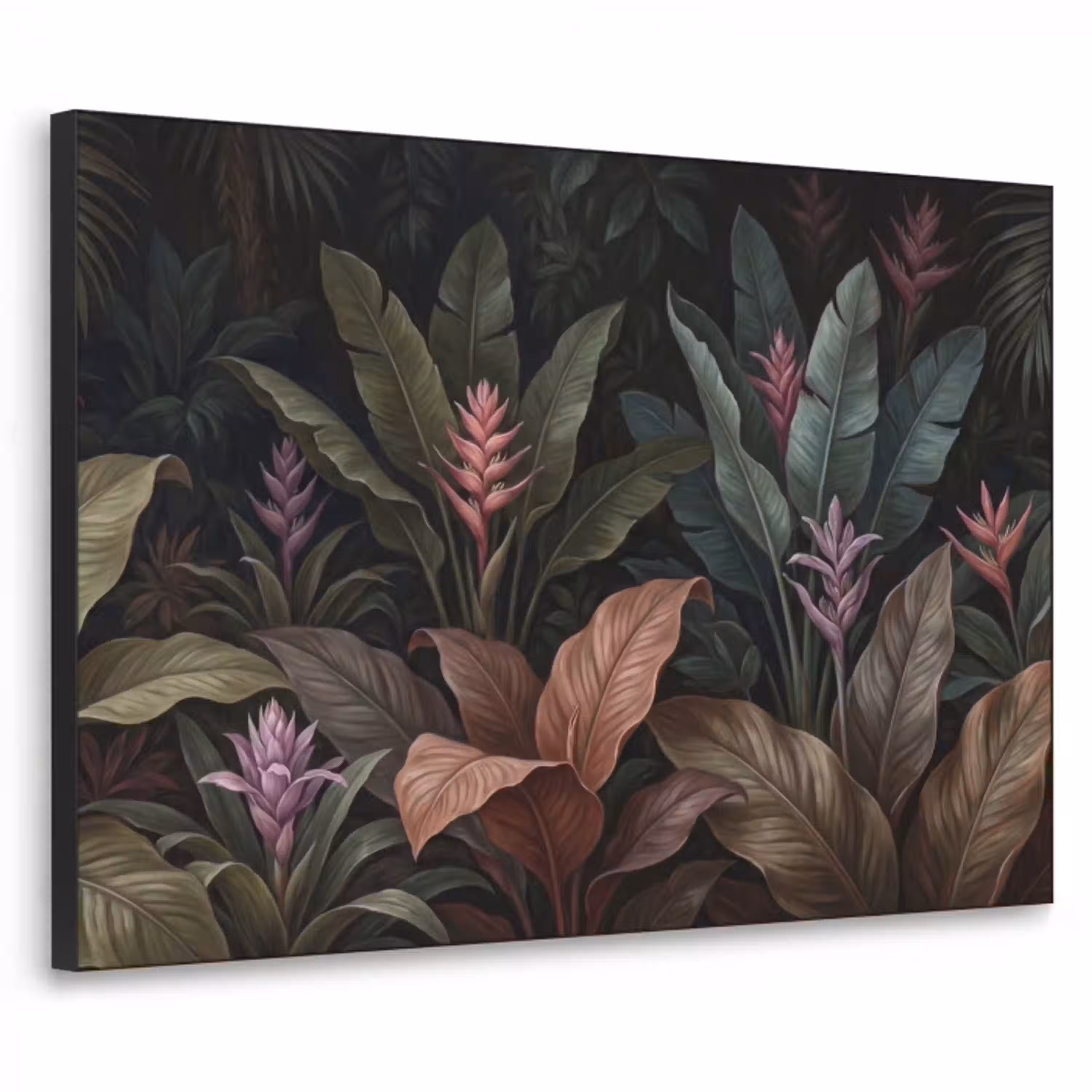 Planten - Tropisch - Jungle - Donker - Natuur Textielframe zwart klein -3d