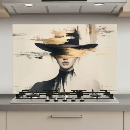 Vrouw - Hoed - Verf keuken achterwand spatscherm klein -3d_website