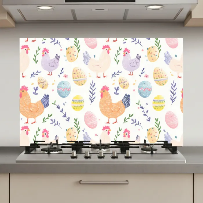 Patroon - Kip - Paaseieren keuken achterwand spatscherm klein -3d_website