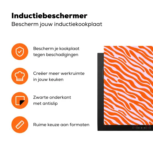Strepen - Dynamisch - Oranje Inductie beschermer vinyl 3mm klein 276 -zzzzzzz-td-ups