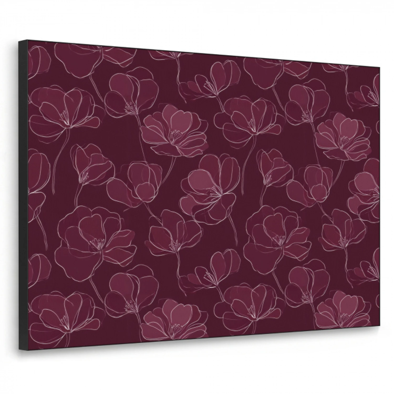 Bloemen - Patroon - Bordeauxrood Textielframe zwart klein 947 -3d