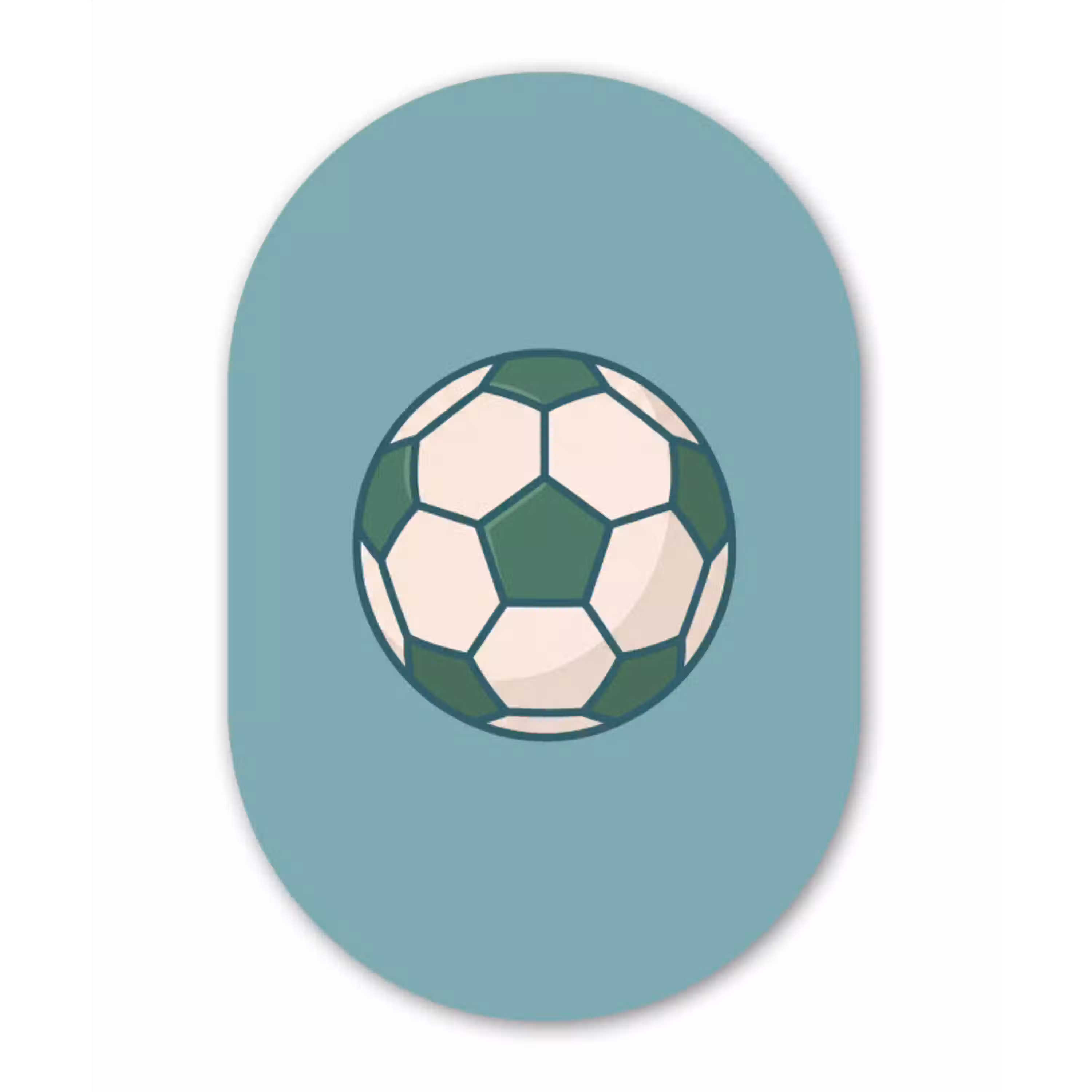 Voetbal - Geometrisch - Sport - Illustratie - Blauwgroen Wandcirkel Ovaal Glas middel -3d