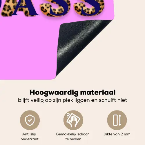 Felroze - Badass - Panterprint - Schaduw Inductie beschemer met haakjes klein -ky-onderkant-nl