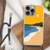 Kustlijn - Oranje lucht - Begroeiing Hoesje iPhone 16 Pro Max met koord klein -sfeer4