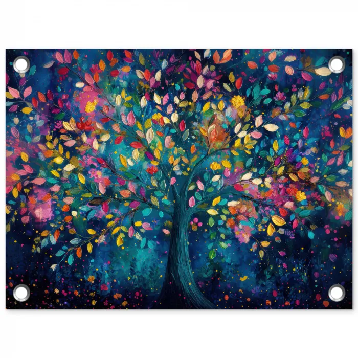 Kleurrijk - Boom - Magisch - Abstract tuinposter los doek klein -3d