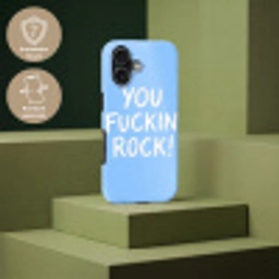 Blauw - Wit - You fuckin rock Toughcase MagSafe Apple iPhone 17 klein -USP_PrintM_DE