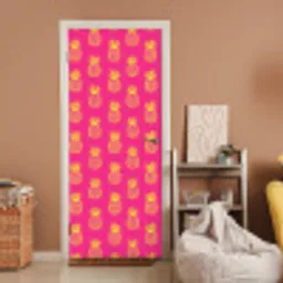 Ananas - Trendy - Roze deurposter klein 289 -sfeer1