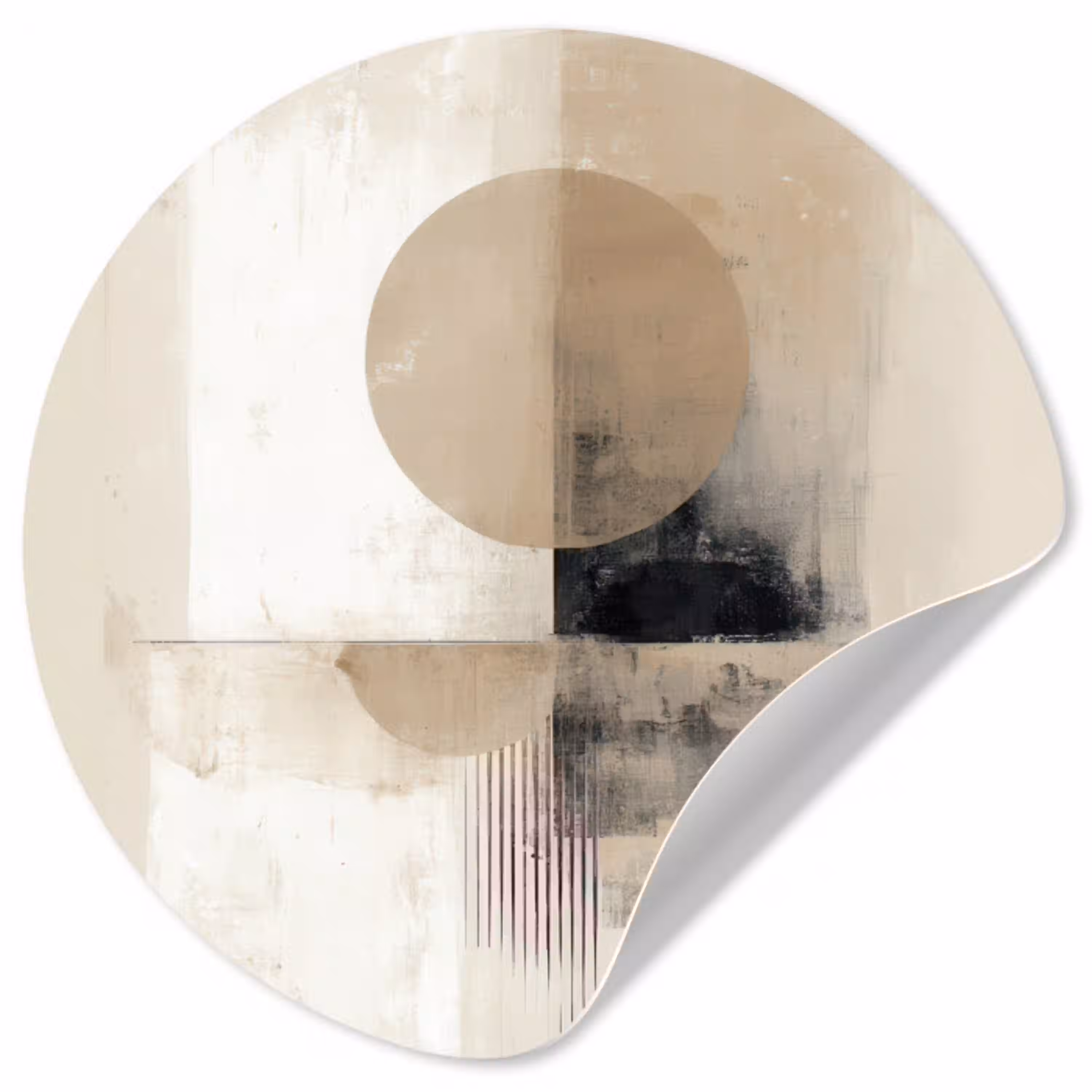 Cirkel - Compositie - Diepte - Beige Wandcirkel behangsticker klein -3d