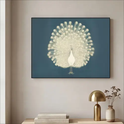 Vogel - Blauw - Vintage Textielframe - compleet frame klein -sfeer2