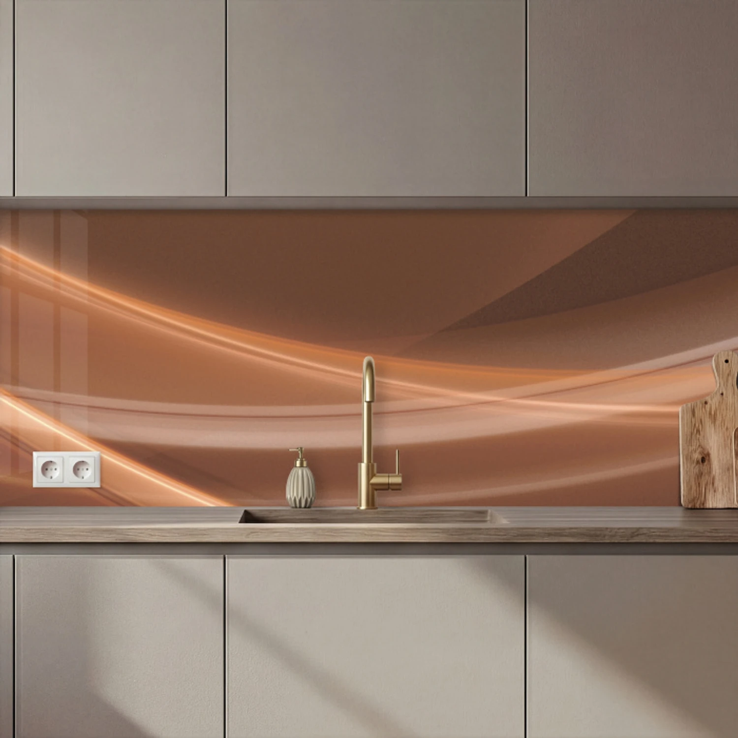 Golven - Abstract - Bruin keuken achterwand 2 middel zz_3dshopping