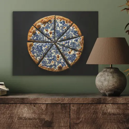 Pizza - Eten - Delftsblauw PET vilt klein -sfeer2