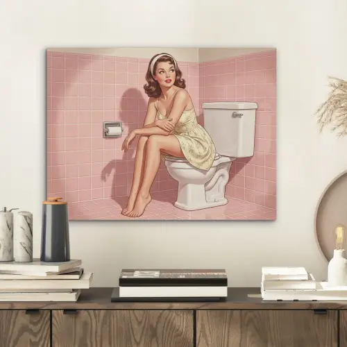 Roze - Retro - Vrouw PET vilt klein -sfeer1