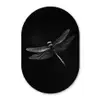 Libelle - Dieren - Zwart - Insect Wandcirkel Ovaal Glas middel -3d