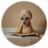 Bad - Hond - Boek - Zonnebril Wandcirkel kunststof plaat 5mm dik klein -3d
