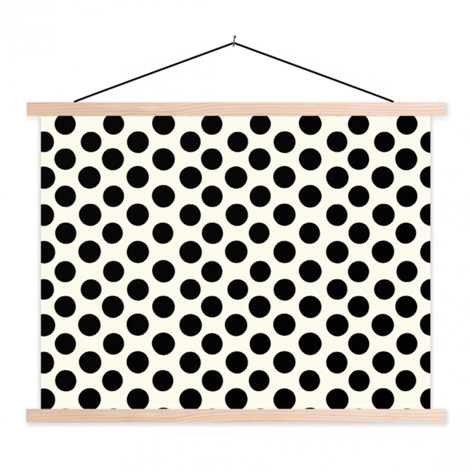 Klassiek - Stippen - Zwart textielposter latten blank klein 122 -3d