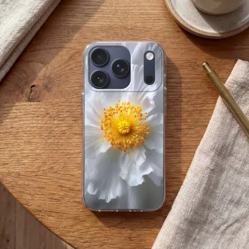 Wit - Bloem - Elegant Telefoonhoesje iPhone 17 Pro klein -sfeer1