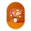 Vaas - Bloemen - Oranje Wandcirkel Ovaal Glas middel -3d