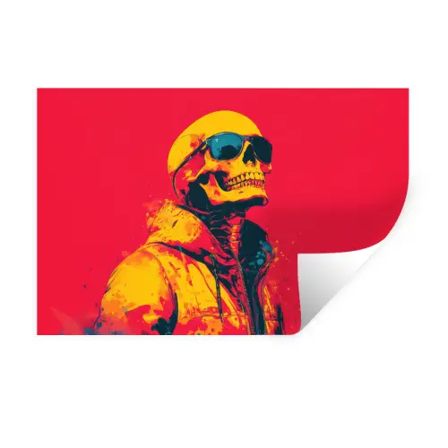 Zonnebril - Schedel - Jas - Rood Muursticker klein -3d